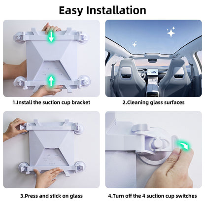 Universal Car Quad-Suction Cup Mount for Starlink Mini - Weather-Resistant Secure Vehicle Stabilizer for Sunroof & Window Glass