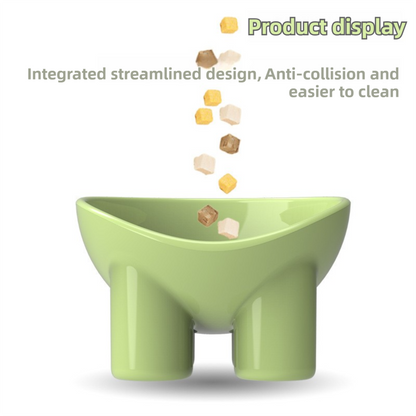 2-Pack Macaron Green Elevated Pet Bowls with Anti-Tip 4-Leg Base - Ergonomic Tilted Neck Protection Cat Food & Water Bowls