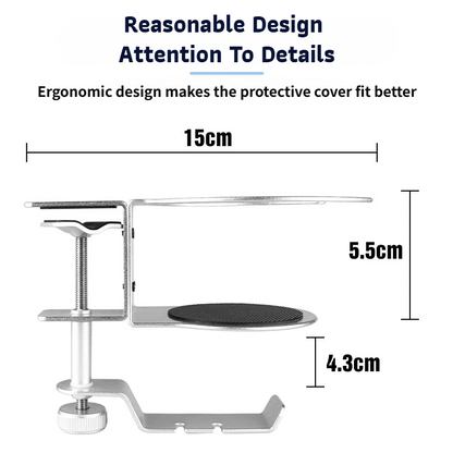 2-in-1 Under-Desk Metal Headphone Hanger &  Anti-Spill Cup Holder - No-Drill Heavy-Duty Desk Adjustable Clamp and 360° Swivel Hook