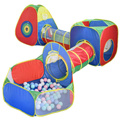 5-in-1 Kids' Pop-Up Foldable Play Tent & Adventure Tunnel Set - Giant Indoor/Outdoor Playpark with Ball Pit & Basketball Hoop