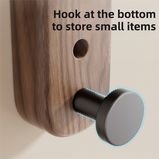 23CM Moisture Aluminum Folding Towel Rack Integrated Bottom Hook - 90° Folding White Beechwood Grain Wall-Mounted Drying Rod and Organize