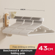 43CM Moisture Aluminum Folding Towel Rack Integrated Bottom Hook - 90° Folding White Beechwood Grain Wall-Mounted Drying Rod and Organize