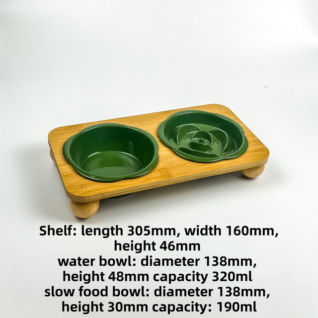 Pink Ceramic Floral Cat Slow Feeder(190ML) & Water Bowl(320ML) Set - Dishwasher Safe Pet Dual Dining Kit with Neck-Friendly Elevated Stand