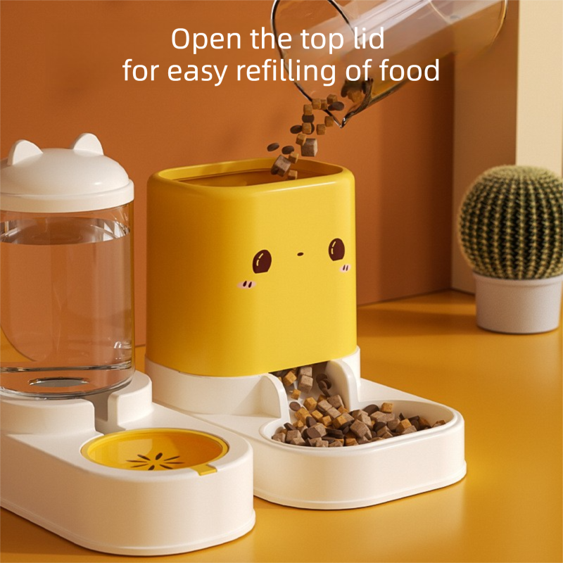 Pink  Cat & Dog Automatic Feeder & Waterer Set – 2-in-1 Dry & Wet Separation Station with 2200ml Food & 1000ml Water Capacity