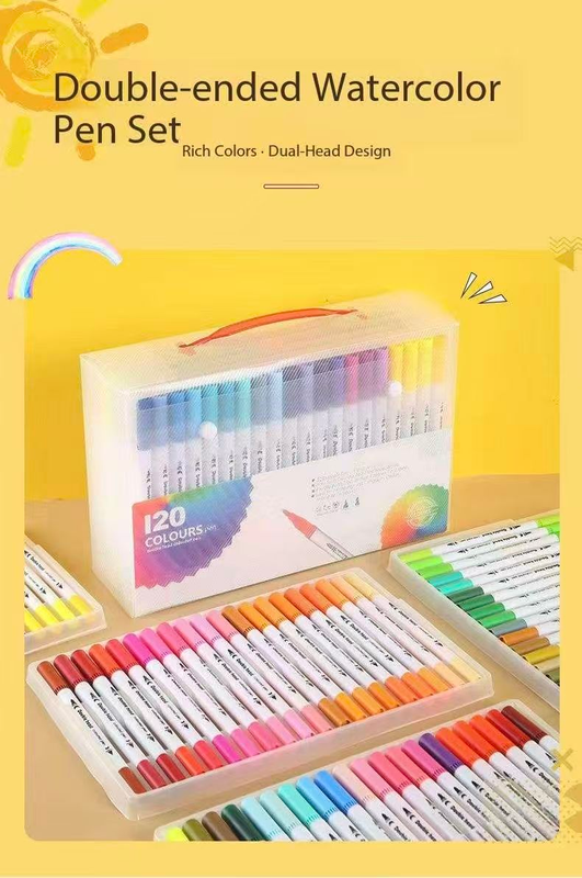 White  60 COLOURS Dual-Tip Watercolor Marker Set - Colors Washable Art Pens with Brush & Fine Tips for  Students & Artists
