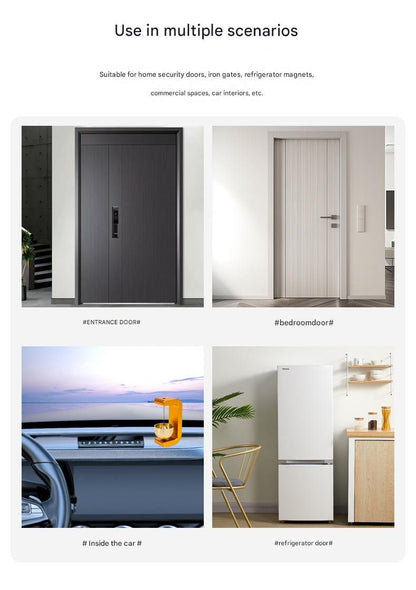 Black Magnetic Door Bell Chime - Dopamine Style Brass Bell with Alloy Frame - No Drill Entry Door Chime for Home, Office, Fridge - Modern Japanese Design, Crisp Sound, Easy Install