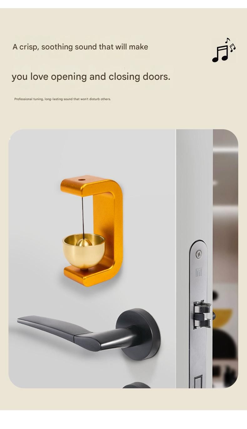 Blue Magnetic Door Bell Chime - Dopamine Style Brass Bell with Alloy Frame - No Drill Entry Door Chime for Home, Office, Fridge - Modern Japanese Design, Crisp Sound, Easy Install