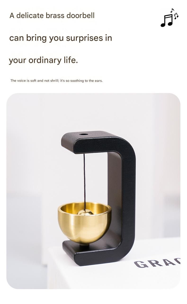 Blue Magnetic Door Bell Chime - Dopamine Style Brass Bell with Alloy Frame - No Drill Entry Door Chime for Home, Office, Fridge - Modern Japanese Design, Crisp Sound, Easy Install