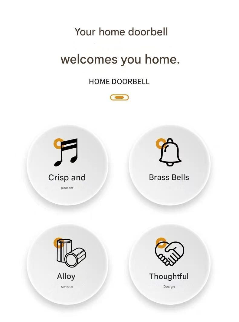 Yellow Magnetic Door Bell Chime - Dopamine Style Brass Bell with Alloy Frame - No Drill Entry Door Chime for Home, Office, Fridge - Modern Japanese Design, Crisp Sound, Easy Install