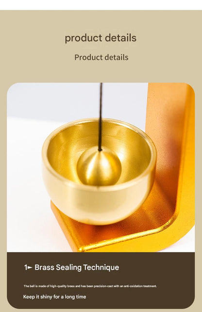 Yellow Magnetic Door Bell Chime - Dopamine Style Brass Bell with Alloy Frame - No Drill Entry Door Chime for Home, Office, Fridge - Modern Japanese Design, Crisp Sound, Easy Install