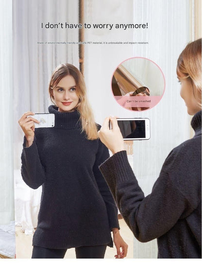 40*200cm Self-Adhesive PET Mirror Sticker - Unbreakable Soft Glass Mirror Film，Safety Soft Mirror - Cut-to-Size, High-Reflective Wall Decal for Bedroom, Wardrobe, Bathroom - Easy Peel-and-Stick Installation, No Drill Damage Space-Saving Design