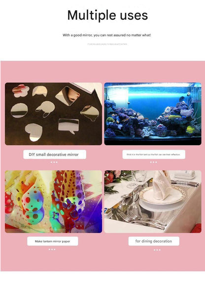 40*200cm Self-Adhesive PET Mirror Sticker - Unbreakable Soft Glass Mirror Film，Safety Soft Mirror - Cut-to-Size, High-Reflective Wall Decal for Bedroom, Wardrobe, Bathroom - Easy Peel-and-Stick Installation, No Drill Damage Space-Saving Design