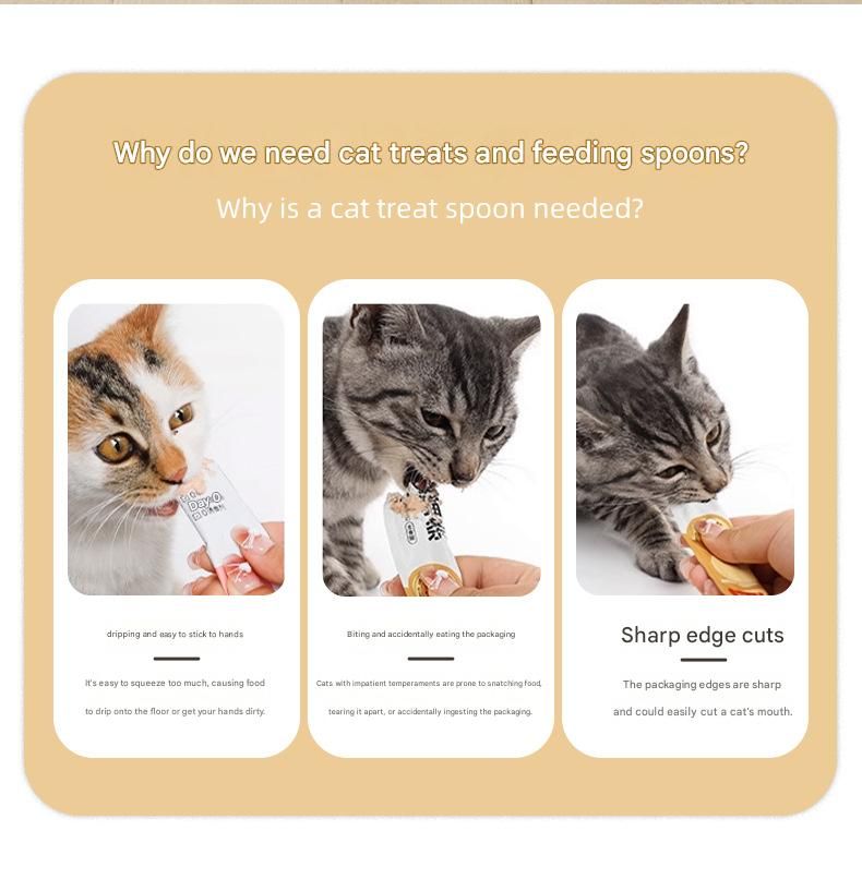 Green Cat Treat Spoon for Wet Food & Paste - Extra-Long PP Handle, Food-Grade Squeeze Feeder with Anti-Spill Bowl, Easy One-Handed Operation for Cats