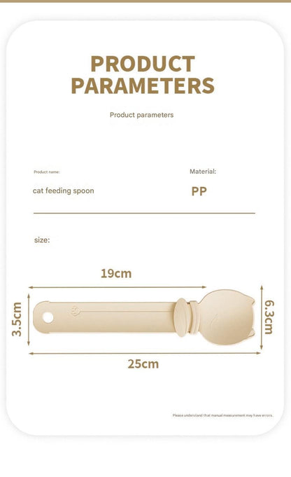 Purple Cat Treat Spoon for Wet Food & Paste - Extra-Long PP Handle, Food-Grade Squeeze Feeder with Anti-Spill Bowl, Easy One-Handed Operation for Cats