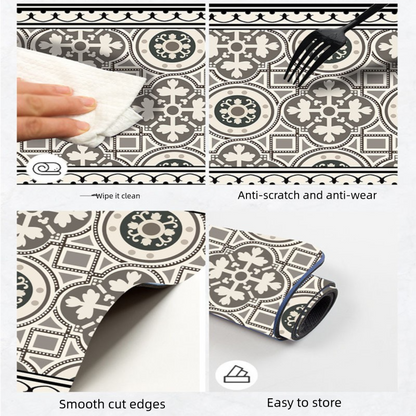 Diatom Mud Kitchen Counter Mat - Quick Dry Absorbent Non-Slip Draining Pad for Sink Benchtop 50cm x 80cm(Impressions of Blue and White Porcelain)