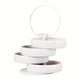 2-Pack 4-Tier Rotating Jewelry Organizer Box with Adjustable Mirror & Diamond Cut Design – Compact 360° Swivel Earring Stud Necklace Storage Box for Vanity Countertop, 10 x 10cm, White