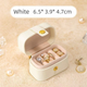 White Waterproof PU Leather Jewelry Travel Case, Portable Mini Jewelry Organizer Box for Rings Earrings Necklaces