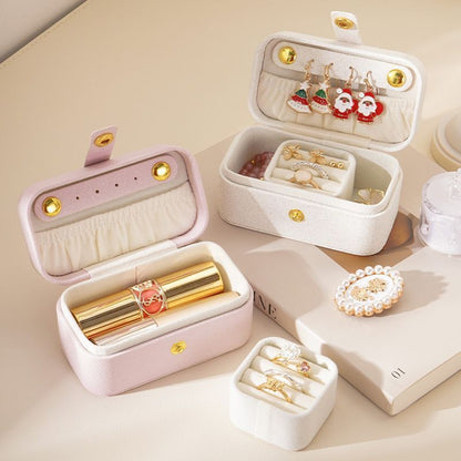 Blue Waterproof PU Leather Jewelry Travel Case, Portable Mini Jewelry Organizer Box for Rings Earrings Necklaces