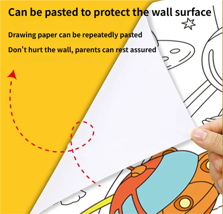 3M Extra Long Reusable Coloring Paper Roll, Dinosaur Park Theme Self-Adhesive Wall Coloring Poster and DIY Cuttable Drawing Craft Paper Scroll with Gift Box