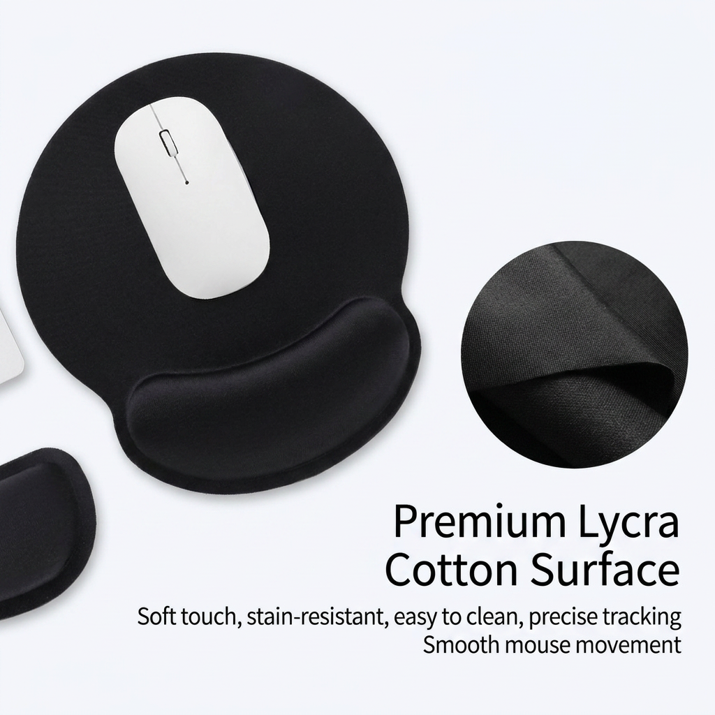 4-Piece Black Ergonomic Desk Arm Rest & Wrist Support Set with 2 Pack Clamp-On 180° Rotating Arm Rests + Memory Foam Keyboard Wrist Rest + Mouse Wrist Pad - Anti-Slip, Easy Clean and Pressure Relief for Home Office & Gaming Use