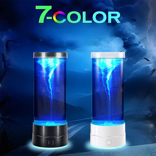 Black Dynamic Tornado Touch Control Mood Night Light with Single Color / 7 Color Gradient Dual Mode and Glowing Base, USB Powered Creative Home Decor Table Lamp for Bedroom Living Room & Gift