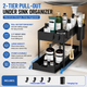 Black Under Sink Organizer with Pull-Out Drawer, 4 Hooks and Hanging Cup - 2 Tier Cabinets Storage Rack for Kitchen & Bathroom, Tool-Free Assembly, Fits Full-Size Cleaning Supplies & Toiletries, Space Saving