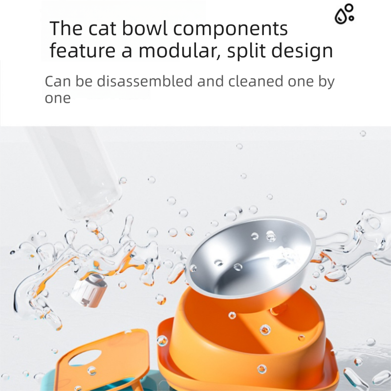 Yellow and Green Cat & Dog Feeding Station with Water Dispenser – Elevated Stainless Steel Pet Bowl Set with Slow Feeder, Anti-Spill Design and Automatic Water Supply