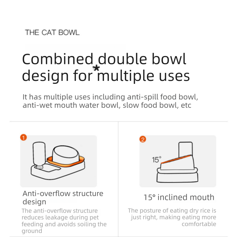 Grey and  White Cat & Dog Feeding Station with Water Dispenser – Elevated Stainless Steel Pet Bowl Set with Slow Feeder, Anti-Spill Design and Automatic Water Supply