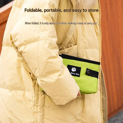 Green Small size Portable Foldable Cat Litter Box - Oxford Fabric Waterproof pet Travel Toilet with High Walls, Lightweight 350g Design for Road Trips Camping and Pet Transport