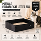 Black Small size Portable Foldable Cat Litter Box - Oxford Fabric Waterproof pet Travel Toilet with High Walls, Lightweight 350g Design for Road Trips Camping and Pet Transport