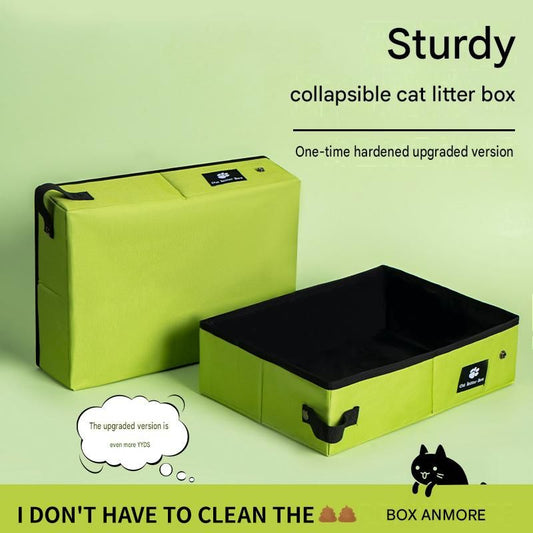 Black Large size Portable Foldable Cat Litter Box - Oxford Fabric Waterproof pet Travel Toilet with High Walls, Lightweight 350g Design for Road Trips Camping and Pet Transport