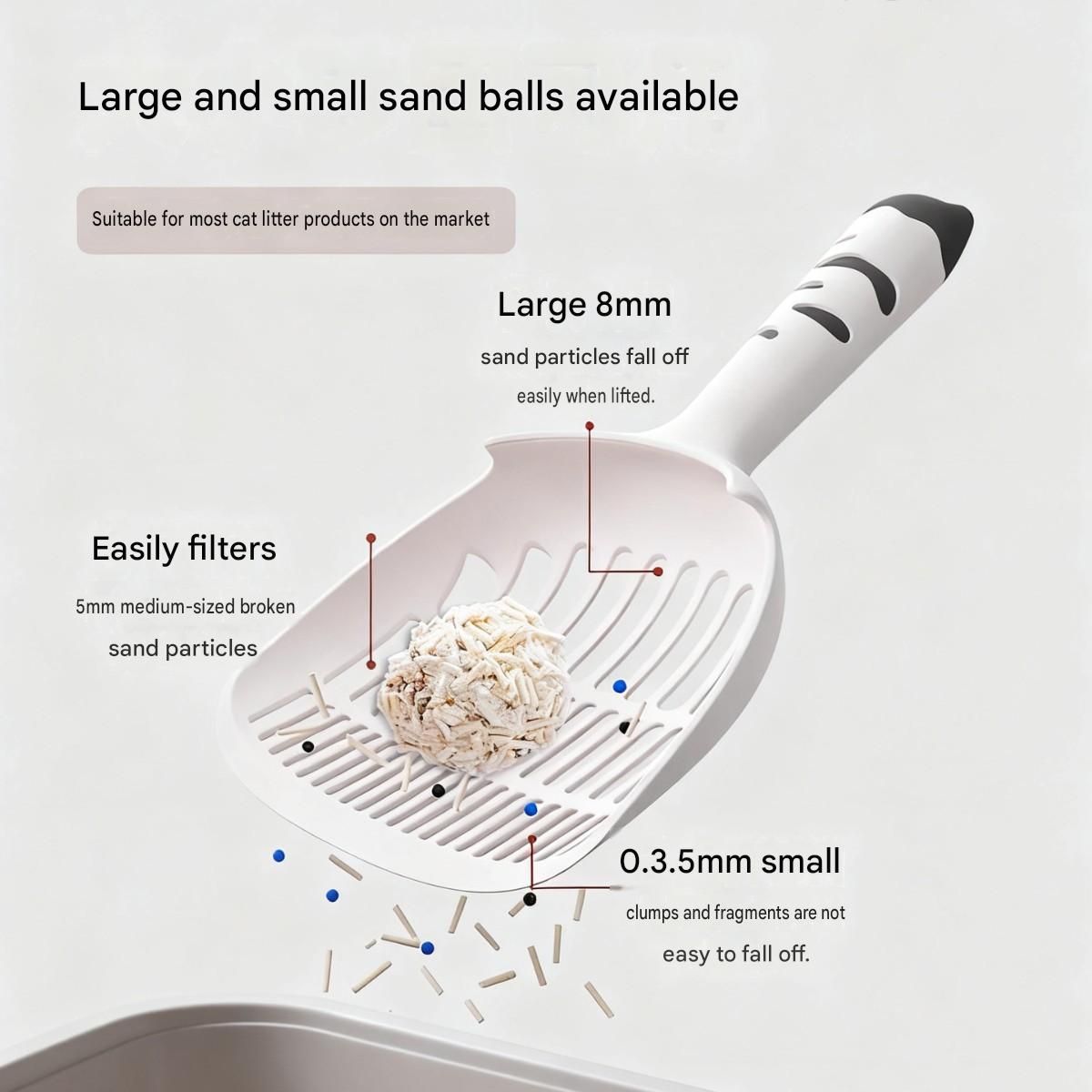 Pink Large-surface cat litter scoop—made of PP material, featuring a fine-mesh design and an ergonomic handle; 28 cm in length. Suitable for tofu litter and clumping litter; an easy-to-clean tool for clearing away pet waste