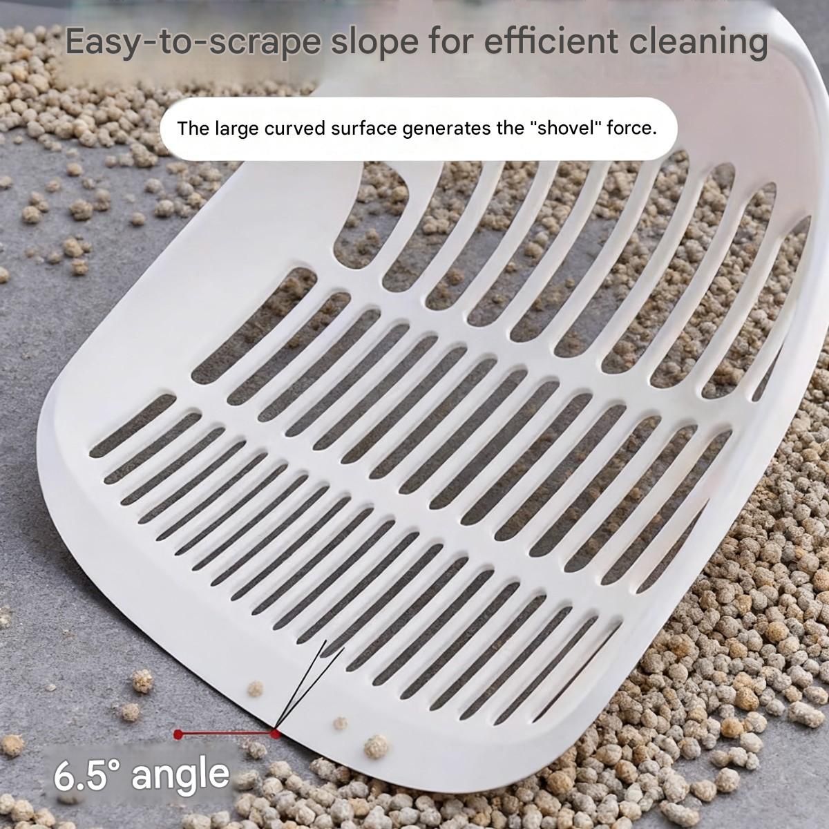 Pink Large-surface cat litter scoop—made of PP material, featuring a fine-mesh design and an ergonomic handle; 28 cm in length. Suitable for tofu litter and clumping litter; an easy-to-clean tool for clearing away pet waste