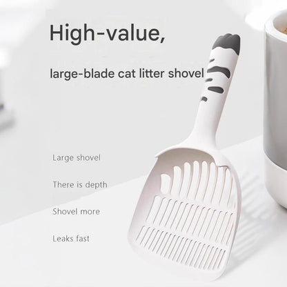 White Large-surface cat litter scoop—made of PP material, featuring a fine-mesh design and an ergonomic handle; 28 cm in length. Suitable for tofu litter and clumping litter; an easy-to-clean tool for clearing away pet waste