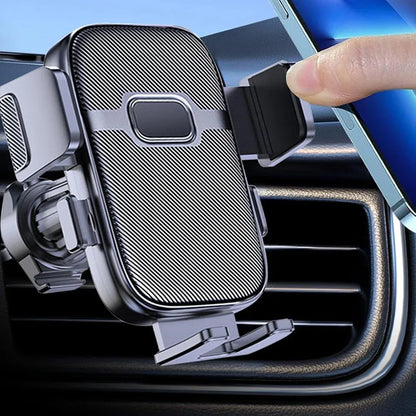 Universal Car Air Vent Phone Mount (Black Textured Finish) — 360° Adjustable, Non-slip Navigation Holder, Compatible with Most Smartphones