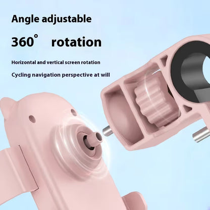 Cute Green Cat-Themed Bicycle Phone Holder — Motorcycle & Bicycle Handlebar Mount, Anti-Shake 360° Rotatable Navigation Bracket, Universal Scooter Stand