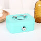 Green Lockable Metal Cash Box with Coin Slot Portable Money Storage Box Small Savings Bank Key Lock Cash Holder Organiser for Coins Notes Home Office Use 115x85x58mm