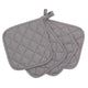 4 Pack Heat Resistant Pot Holders - Grey Cotton Silver Coated Quilted Kitchen Heat Pads Non Slip Oven Mats 18x18cm Baking Cooking Microwave Use Durable Thermal Protection