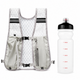 Grey Lightweight Running Hydration Vest Backpack + 500ML Water Bottle - Breathable Mesh Reflective Sports Pack with 4 Straps, Cup / Phone Holder and Back Zipper Pocket for Marathon Hiking Cycling Trail Running