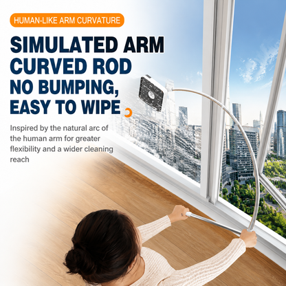 Lightweight Interior & Exterior Window Cleaner with 110cm Extendable Aluminium Pole & 8 Cleaning Pad - 2-in-1 360° Rotating Microfibre Scrubber and Squeegee for Most Household High Rise Windows