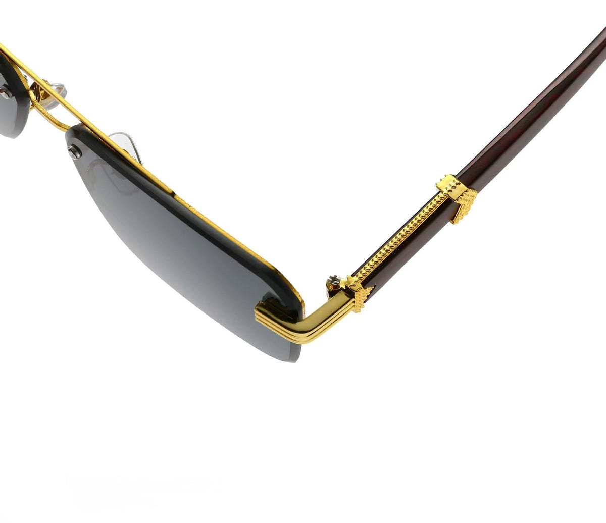 4PCS Square Rimless Diamond Cut Sunglasses with Black PU Leather Storage Case - Gold Frame Marble Sunscreen Glasses for Men & Women