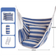 Blue White Stripes Oversized Hanging Swing Chair Canvas Hammock + 2 Pack 45 x 45CM Pillows Set (120 x 150 CM) - Portable Indoor & Outdoor Thickened Leisure Hammock Chair with Binding Ropes and Storage Bag
