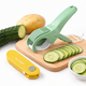 Home Fruit & Vegetable Peeling and Slicing Prep Set-Yellow Folding Peeler and Green Fruit Slicer - Portable Stainless Steel Kitchen Tools for Camping, Home Use, and Travel