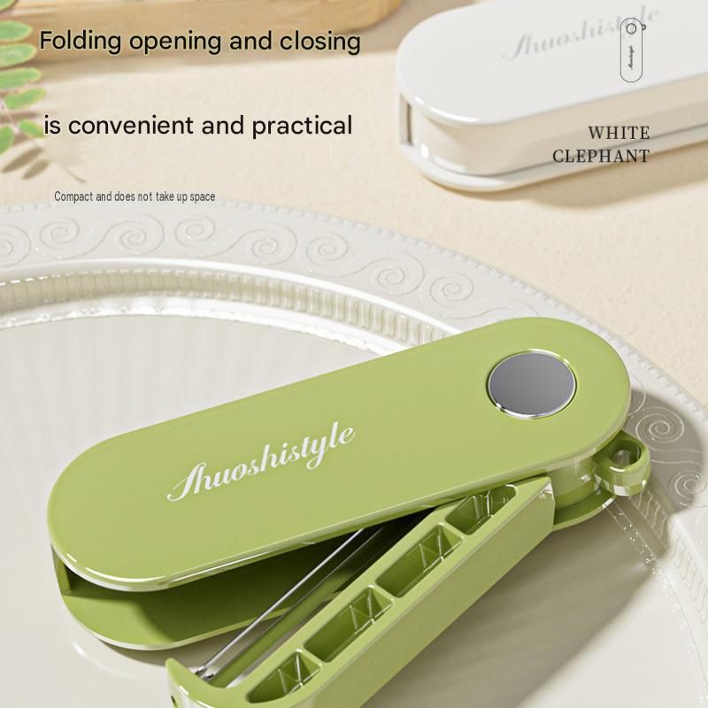 Home Fruit & Vegetable Peeling and Slicing Prep Set-Yellow Folding Peeler and Green Fruit Slicer - Portable Stainless Steel Kitchen Tools for Camping, Home Use, and Travel