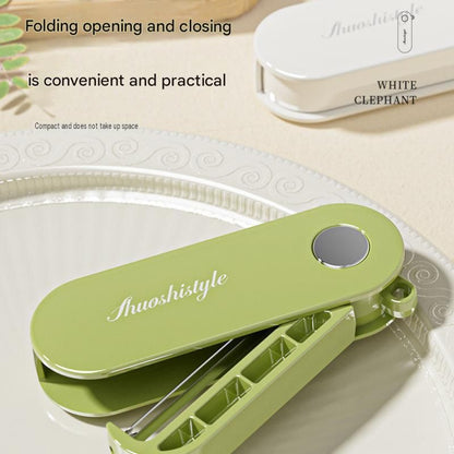 Home Fruit & Vegetable Peeling and Slicing Prep Set-Yellow Folding Peeler and Green Fruit Slicer - Portable Stainless Steel Kitchen Tools for Camping, Home Use, and Travel