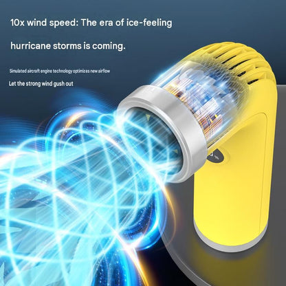 Beige Handheld Bladeless High-Speed Fan - 100 Speed Levels, LED Display, USB-C Rechargeable Portable Mini Fan for Travel, Commute & Outdoor - Lightweight 169g Personal Cooling Device with Safe Air Intake