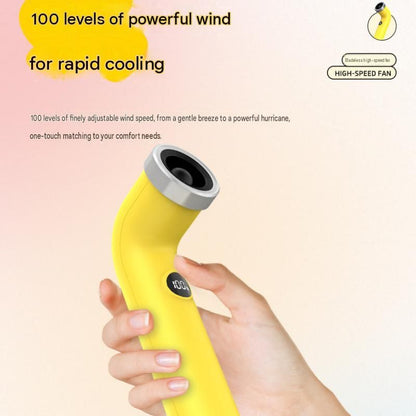 Beige Handheld Bladeless High-Speed Fan - 100 Speed Levels, LED Display, USB-C Rechargeable Portable Mini Fan for Travel, Commute & Outdoor - Lightweight 169g Personal Cooling Device with Safe Air Intake
