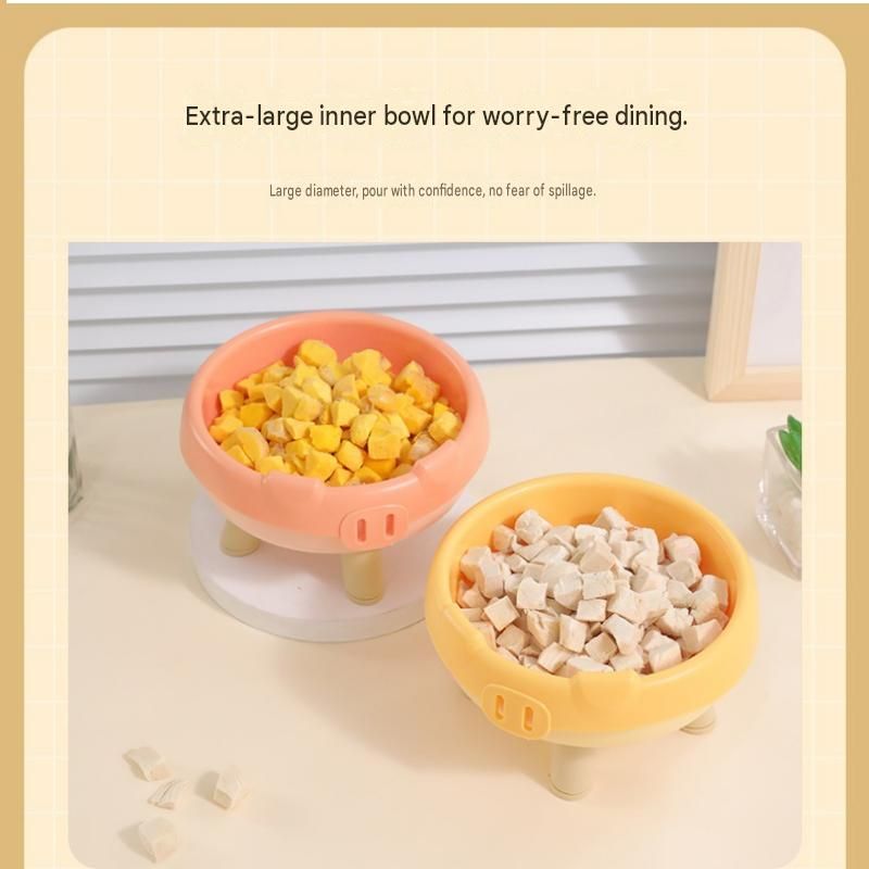 2 Pack Green Elevated Pet Food Bowl - Cute Pig Design Raised Feeder for Cats and Small Dogs - Non-Slip ABS Material, Easy Clean, Ergonomic Neck Protection