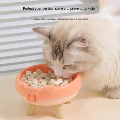 2 Pack Green Elevated Pet Food Bowl - Cute Pig Design Raised Feeder for Cats and Small Dogs - Non-Slip ABS Material, Easy Clean, Ergonomic Neck Protection