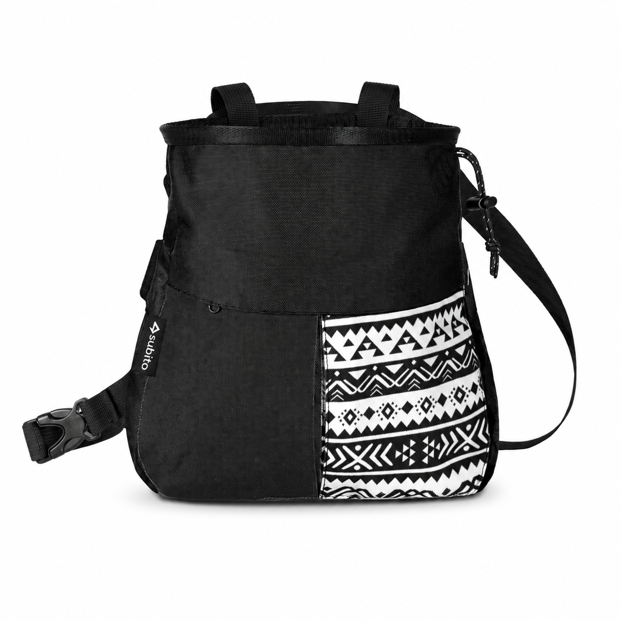 Black Large Rock Climbing Chalk Bag with Wide Opening, Quick Access Magnesium Powder Pouch for Bouldering, Climbing and Outdoor Training
